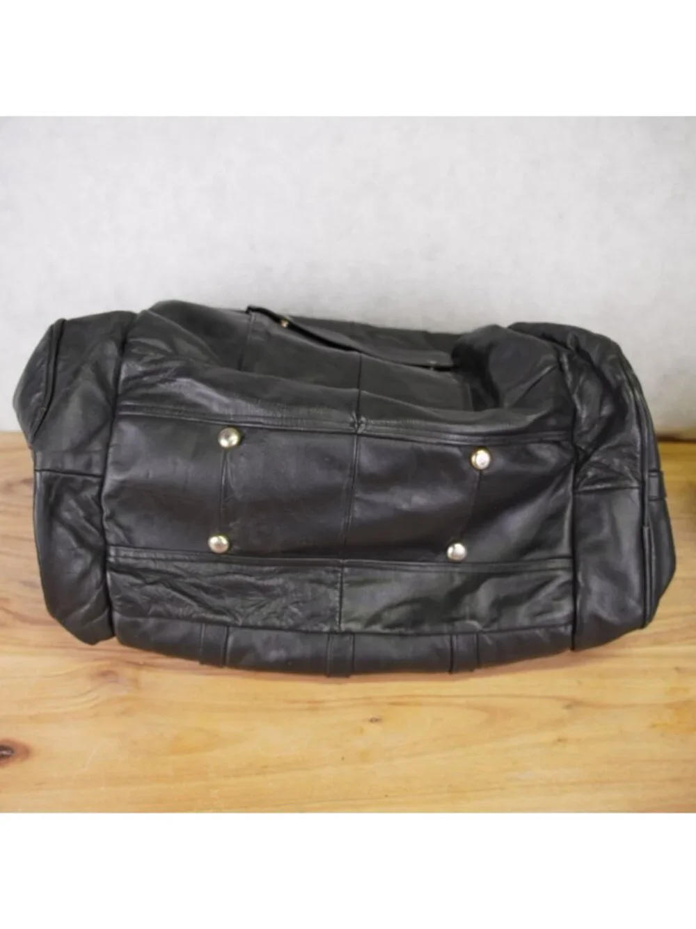 Vintage Genuine Leather Duffle Travling Bag Gym Y2K Black 23
